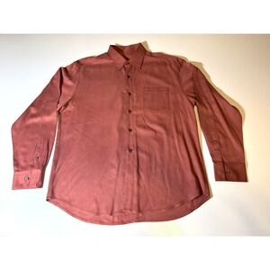 Tommy Bahama Men's Lg 100% Silk Burgundy Red Button Up Long Sleeve Shirt